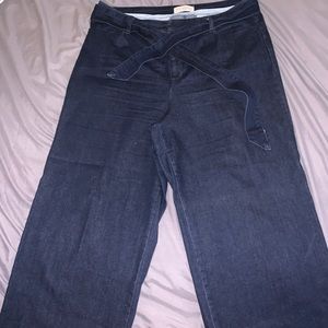 Flare leg jeans with tie belt